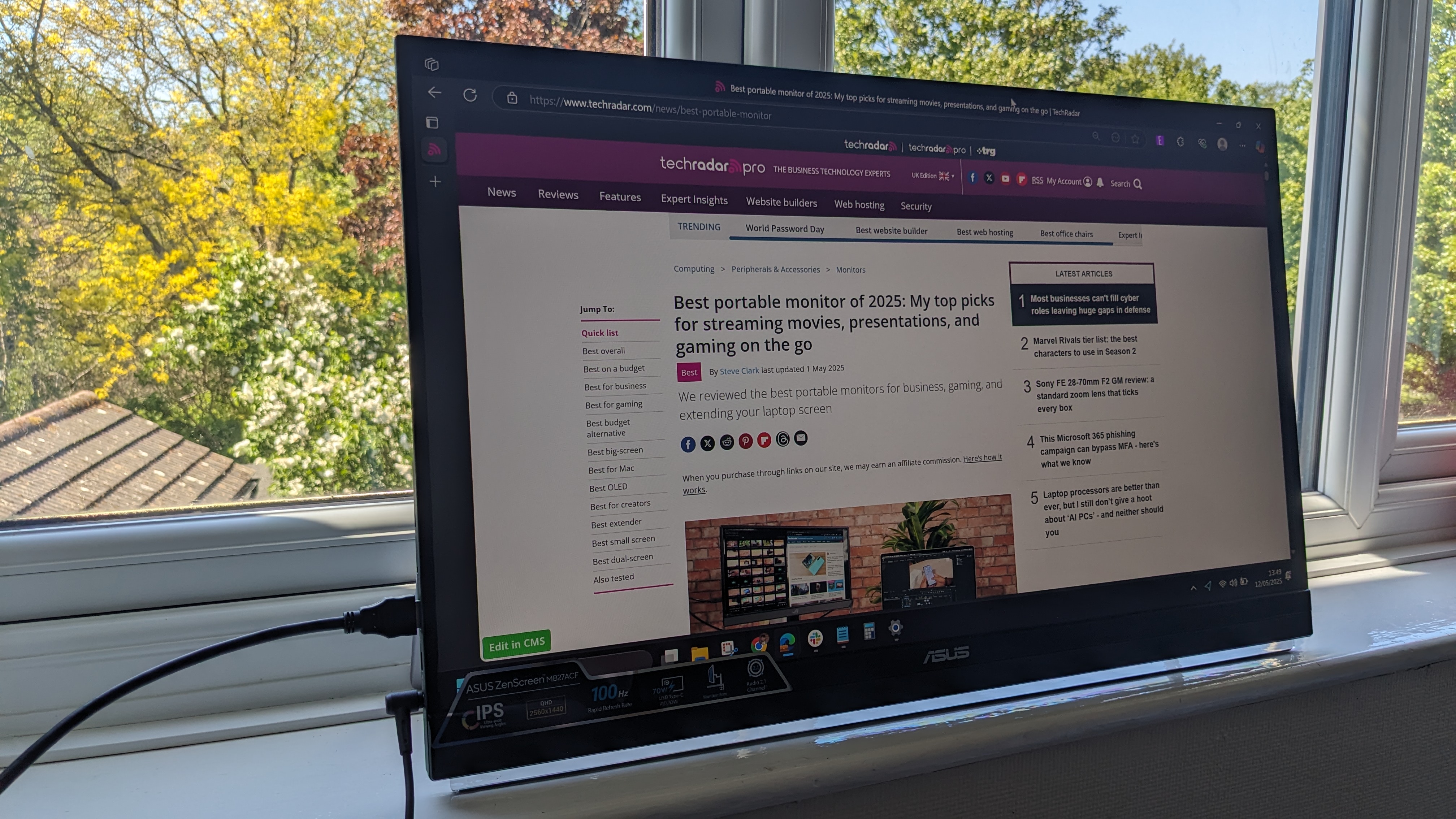 Asus ZenScreen MB27ACF during our review