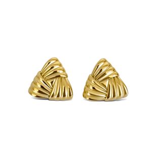 Gold Chunky Triangular Earrings