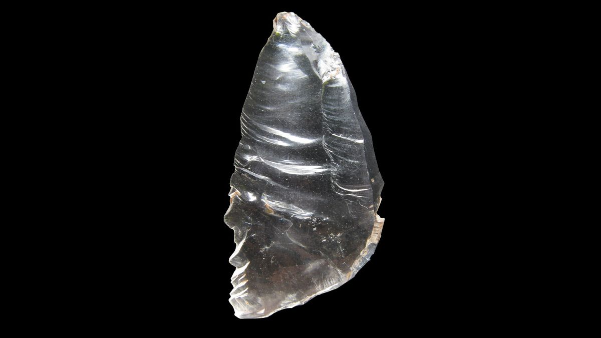 Fragment of transparent quartz crystal found at Neolithic burial site.