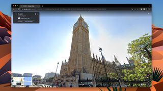 An image of Big Ben in London, being viewed on Google Maps Street View