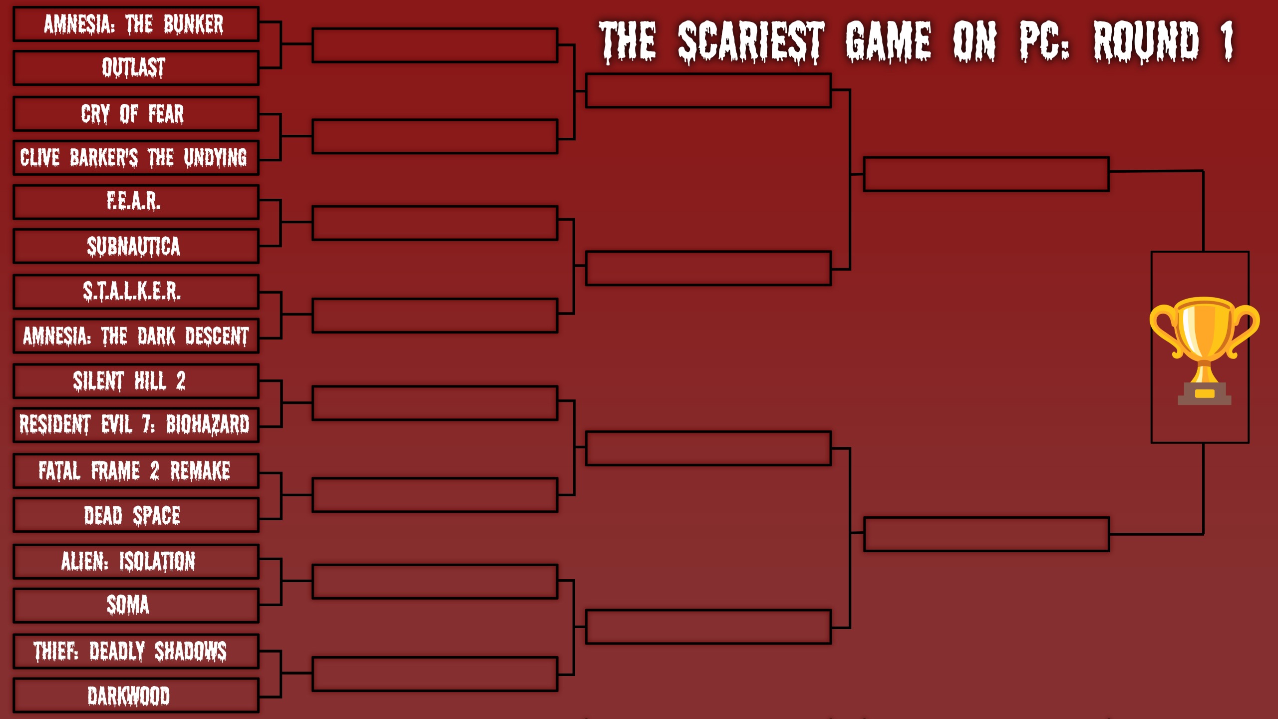 Scariest Game on PC round 1 bracket