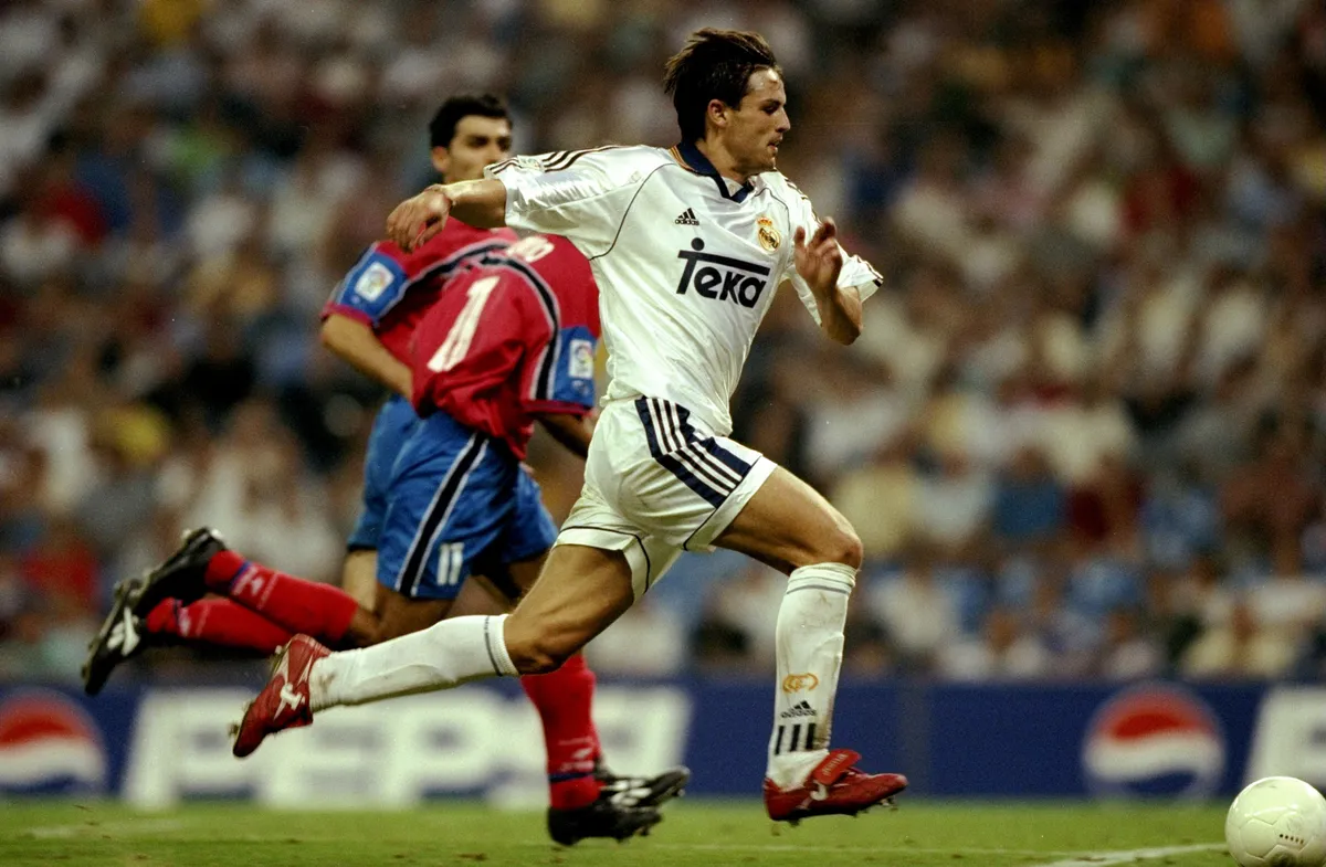 Fernando Morientes on the ball for Real Madrid against Numancia in 1999.