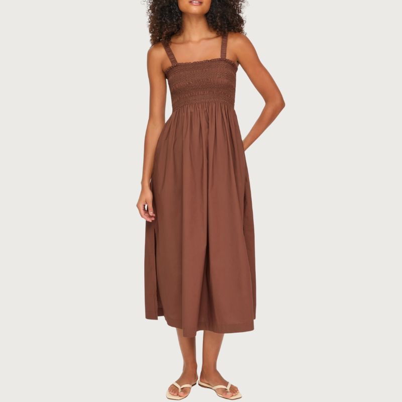 Grasse Shirred Midi Dress on model 