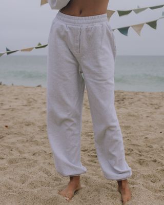 Unisex Fleece Joggers - Heather Grey With Buttons