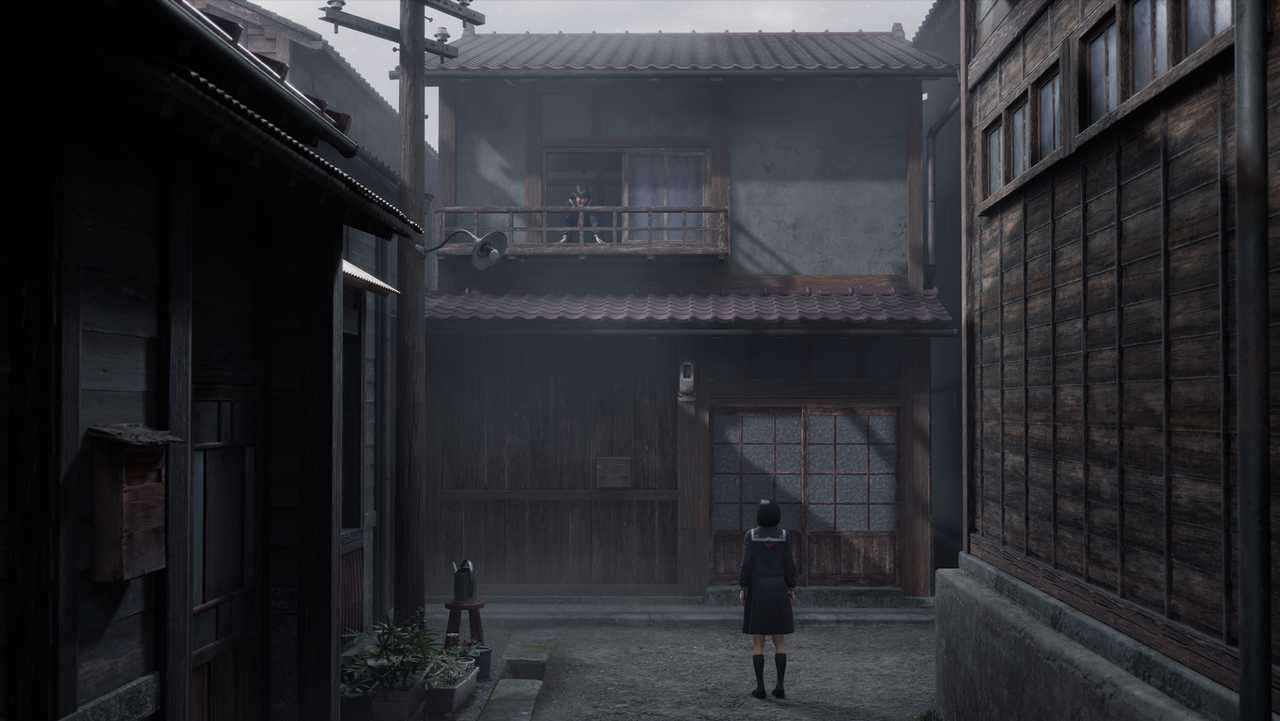Hinako talking to her friend in a window