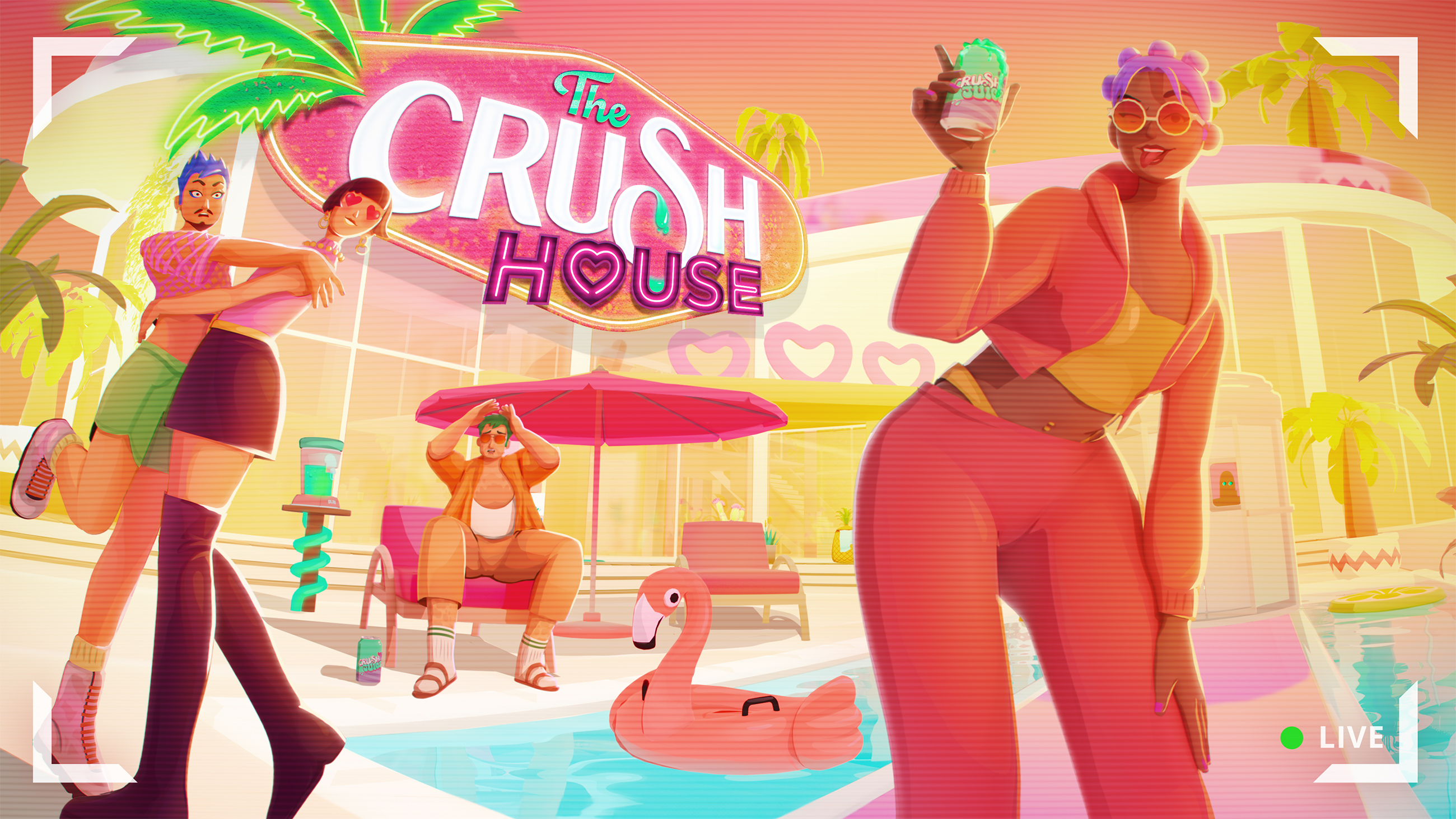 The demo is out now for The Crush House, the 'thirst-person shooter' where you create a reality show to please divorced dads, drama queens, and 'butt guys'