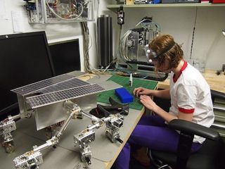 Camille Beatty Works on the Mars Rover Solar Panels