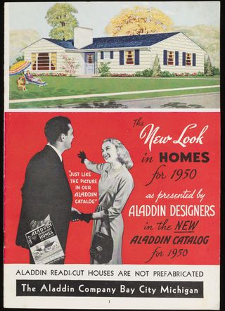 Archive advertising poster for suburban American home, from the exhibition Suburbia. Building the American Dream