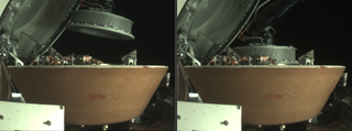 In-space photos show the OSIRIS-REx Touch-And-Go Sample Acquisition Mechanism (TAGSAM) arm being stowed onto the capture ring in the Sample Return Capsule.