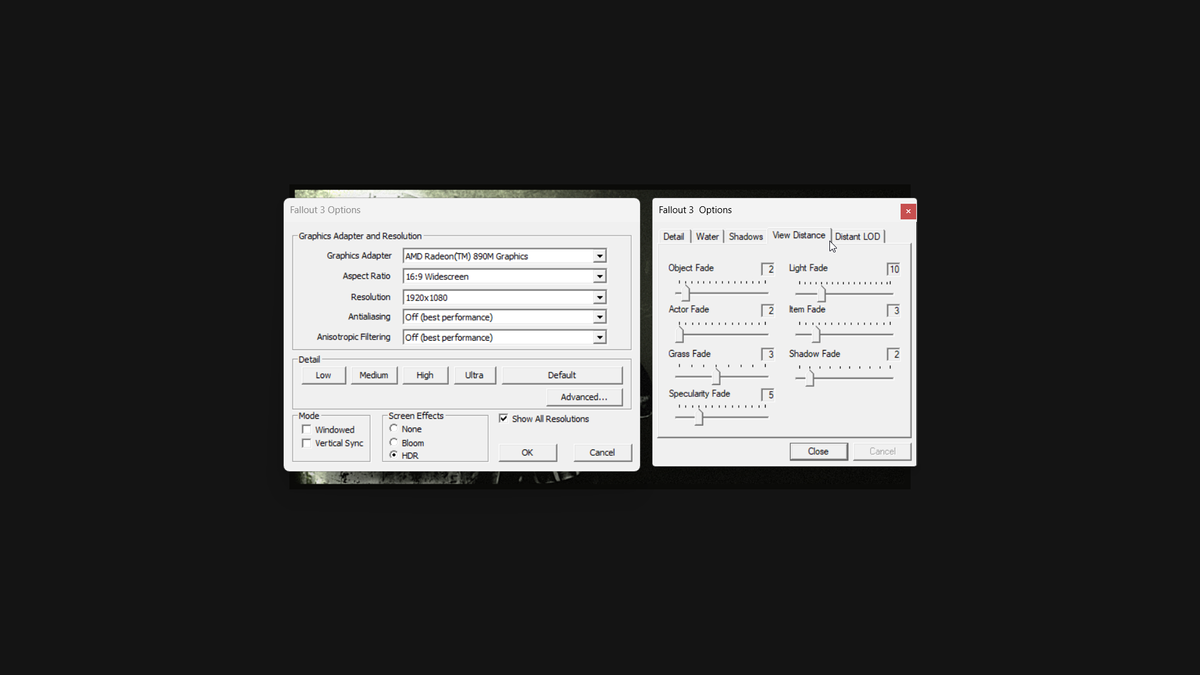 Fallout 3 settings