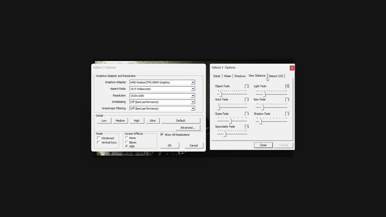 Fallout 3 settings