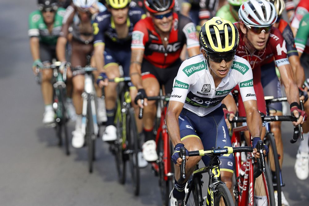 Esteban Chaves leads the pack during stage 5 at the Vuelta