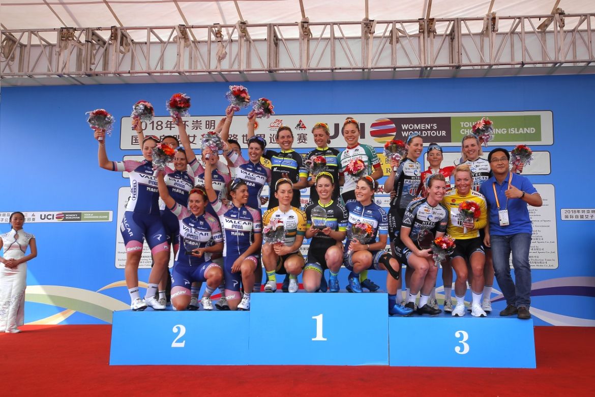 The podium in the team classification