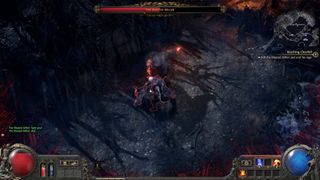 Path of Exile 2 druid player attacking bloated miller boss as a giant bear