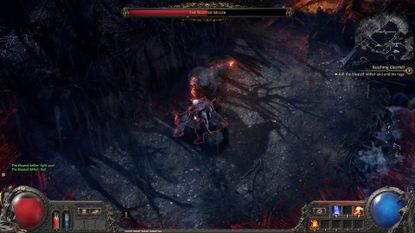 Path of Exile 2 druid player attacking bloated miller boss as a giant bear