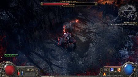 Path of Exile 2 druid player attacking bloated miller boss as a giant bear