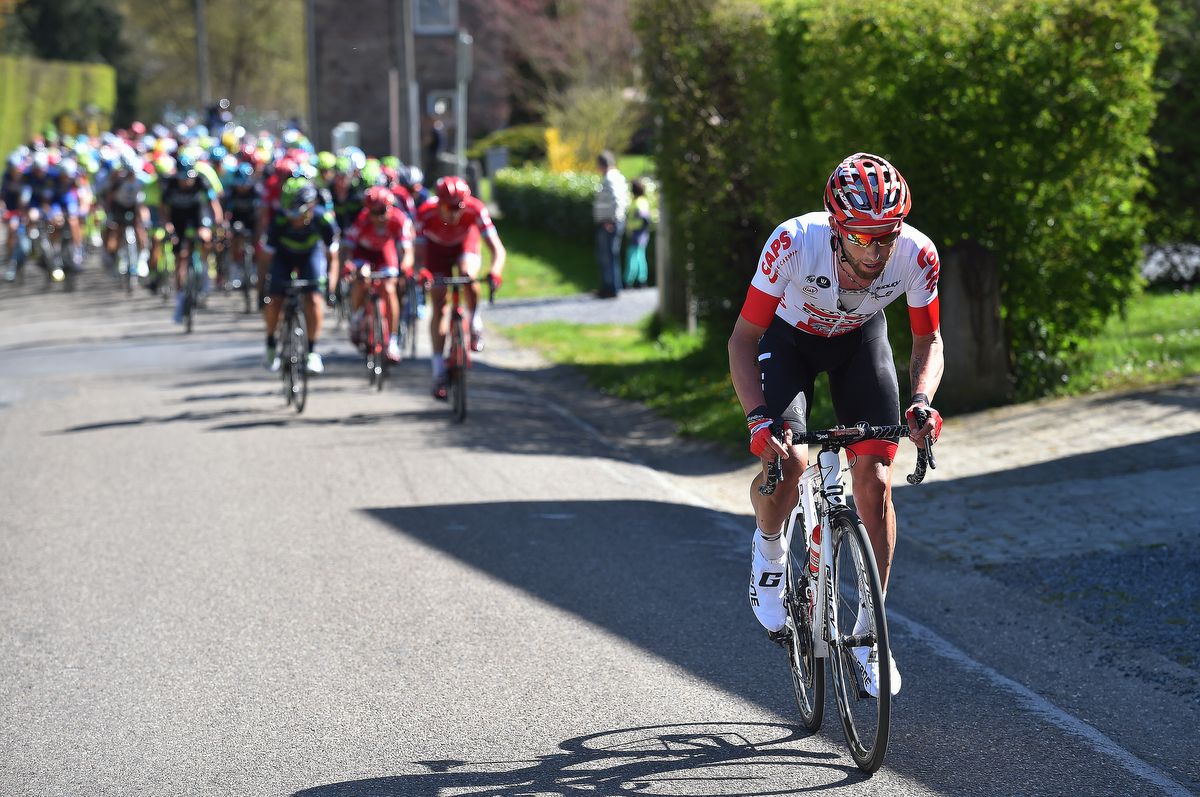 Lotto Soudal's Tomasz Marczynski launching an attack