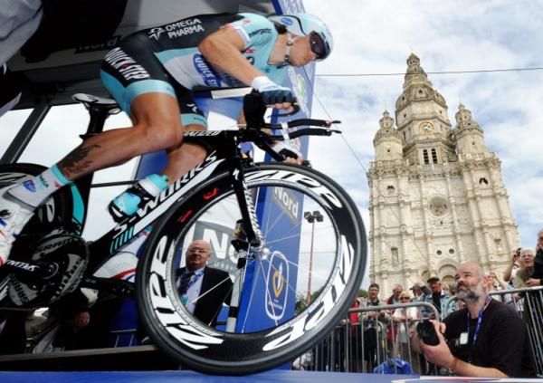 Sylvain Chavanel (Omega Pharma-Quickstep) sets off on his winning ride