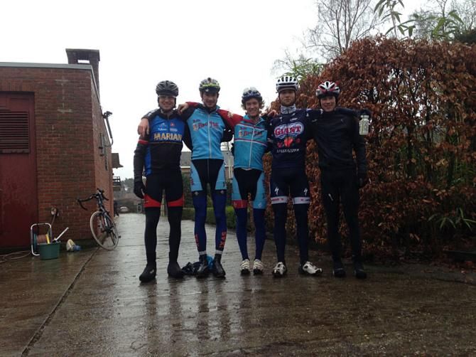 Several Euro 'Cross Campers after a rainy ride in Belgium
