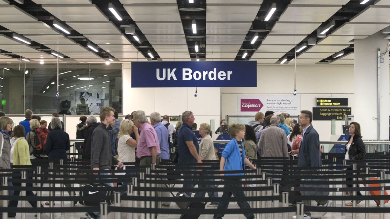 An airport arrivals hall