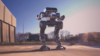 Motionbuilder 2025 review; a mech stands in a field