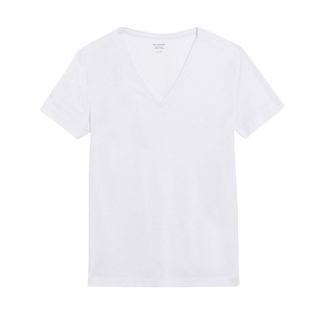 flat lay of m&s white v neck tee
