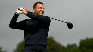 John Terry watches his drive from the 2nd tee box during day two of the 2022 JP McManus Pro-Am