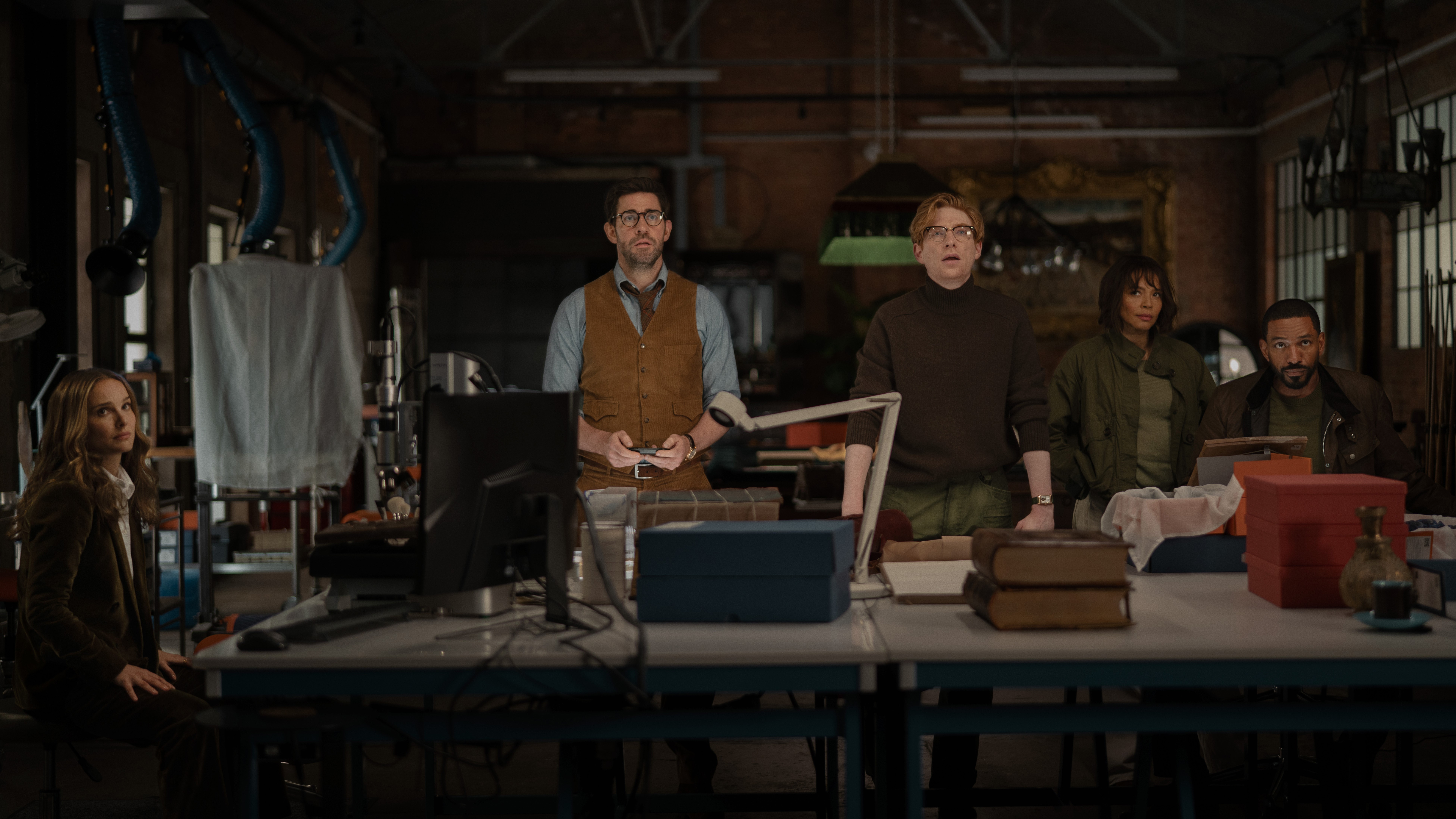 Eyes on the prize: Natalie Portman, John Krasinski, Domhnall Gleeson, Carmen Ejogo and Laz Alonso.