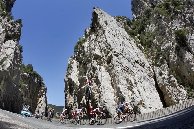 British champion Geraint Thomas (Sky) in the breakaway on Stage 14