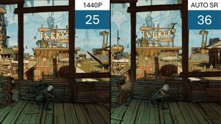 Comparison screenshots of Borderlands 3, showing the difference between native rendering and the use of Microsoft Automatic Super Resolution
