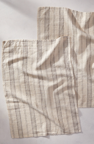 two striped linen dish towels