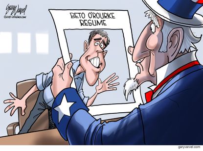 Political Cartoon U.S. Beto ORourke resume 2020 presidential election