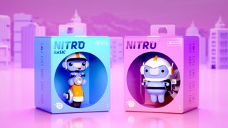 Two Wumpusses inside a blue and pink box, one which says Nitro basic and one which says Nitro.
