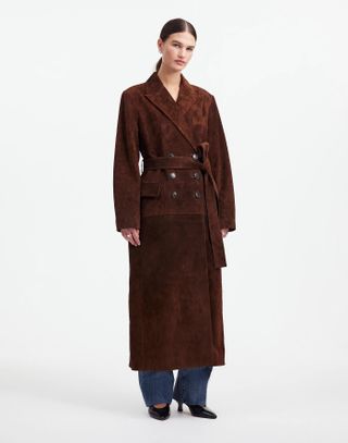 Alexa Chung for Madewell , Alexa Chung for Madewell Double-Breasted Blazer Overcoat in Suede