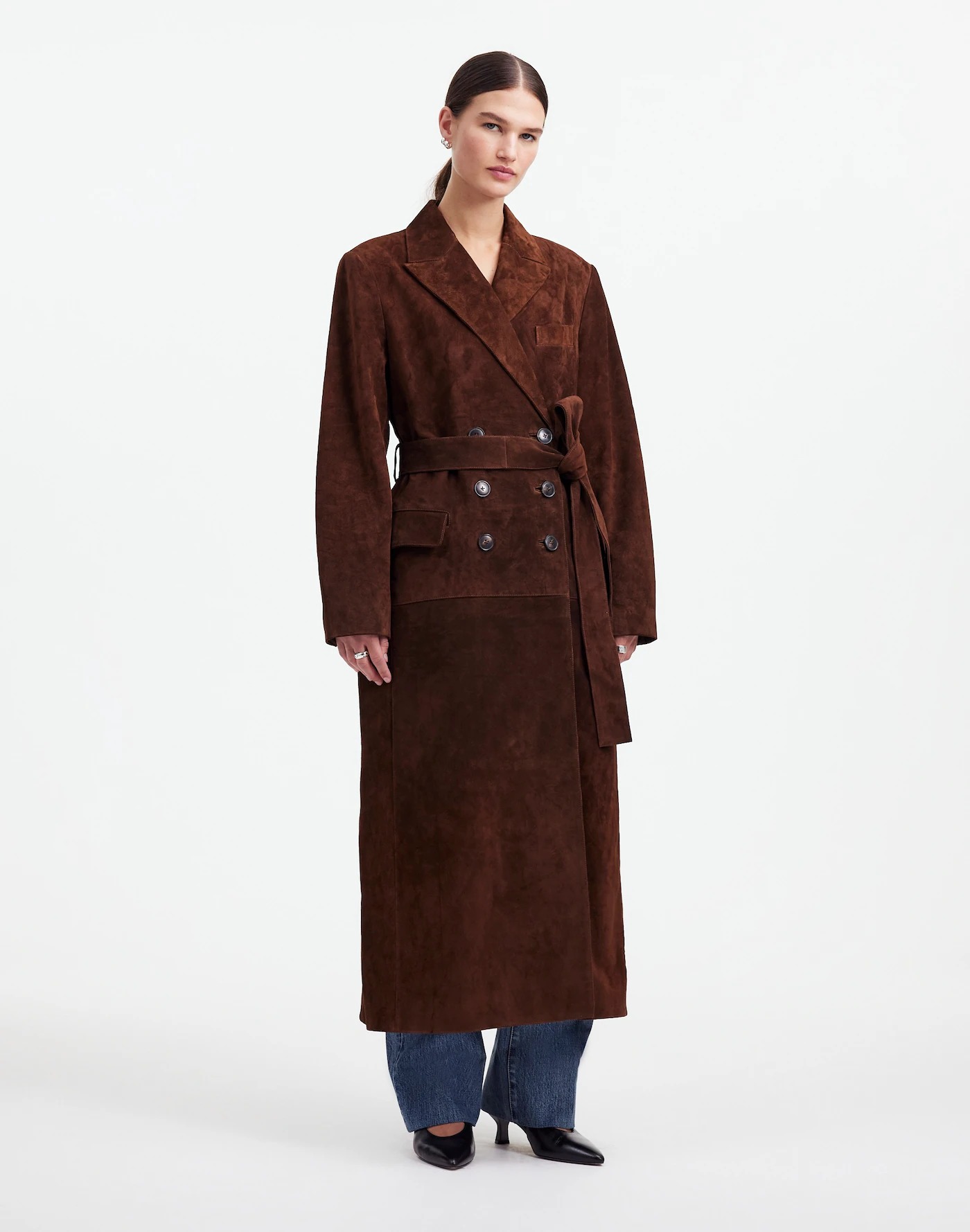 Alexa Chung for Madewell, Alexa Chung for Madewell Double-Grooved Blazer Overcoat in Suede