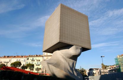 La Tete Carree sculpture by Sacha Sosno in Nice, France