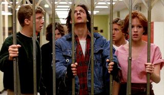 The Breakfast Club teens struggle with a barred wall