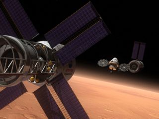 Orion Space Capsule in Orbit Around Mars