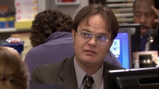 Dwight at his desk in The Office