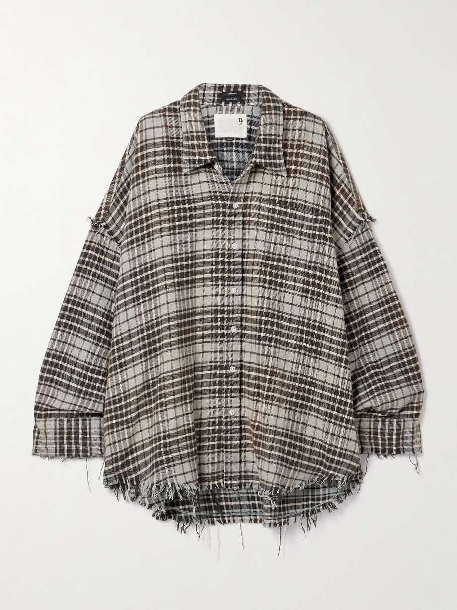 net-a-porter, Frayed checked cotton-flannel shirt