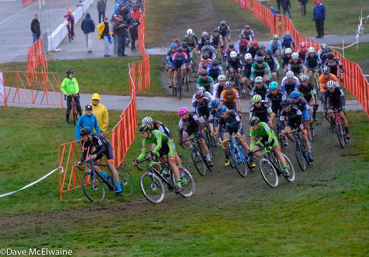 Danny Summerhill (Maxxis Shimano) takes the hole-shot on the infield of the Thompson Speedway