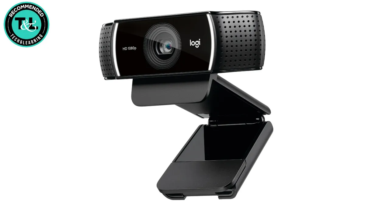 The Logitech C922 Pro Stream was selected as the best overall webcam for educators by techlearning dot com
