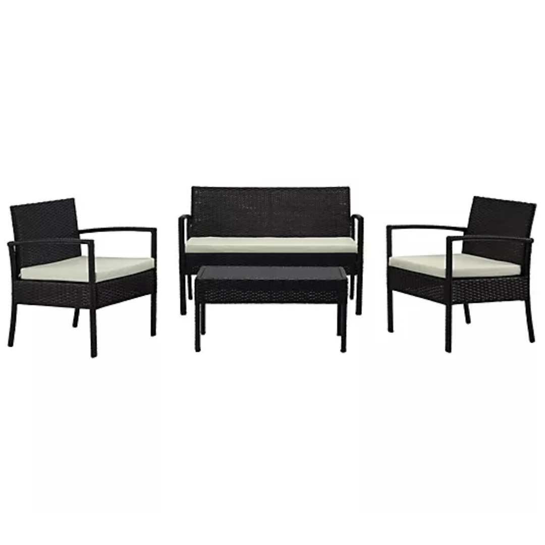 Noli Steel Rattan 4-Piece Patio Conversation Set With Cushions