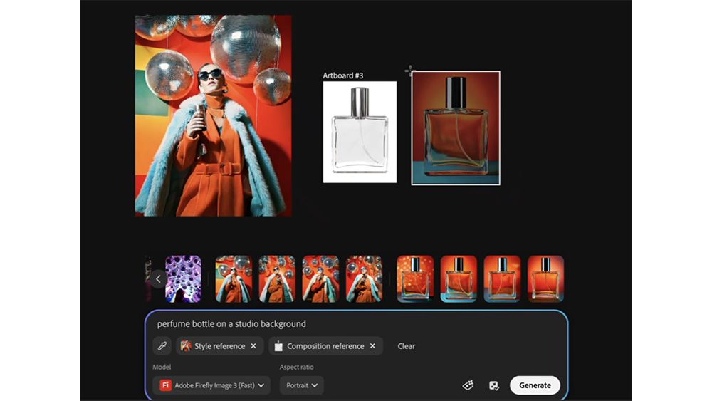 A moodboard with AI-generated images in Adobe Firefly Boards