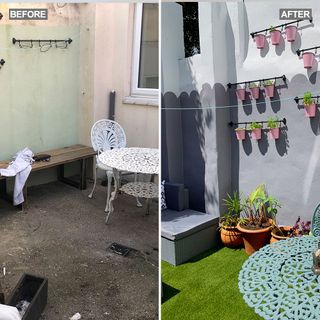 before and after makeover of garden