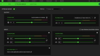 A screenshot of the Stream Mixer settings in the Razer Synapse software