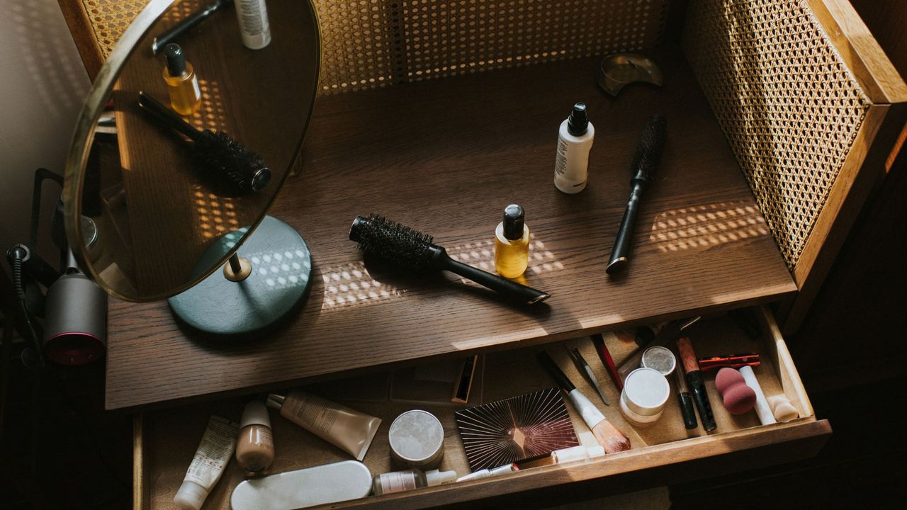 Make-up in a drawer on a dressing table - make-up expiry dates