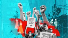 Illustration depicting striking workers in a labor union