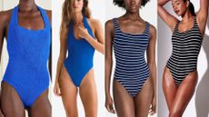 Four models wearing swimsuits 