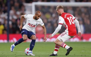 Tottenham forward Lucas Moura and Arsenal midfielder Emile Smith Rowe